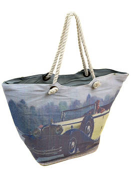 Сумка жіноча Пляжна текстиль 9140-1 dark-brown друк. Пляжні сумки гуртом і в роздріб в Україні Одеса 7 км