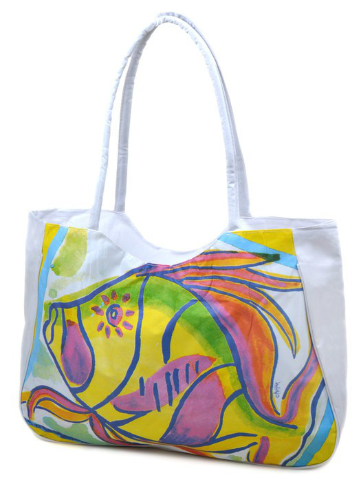 Сумка жіноча Пляжна текстиль 1329 white. Пляжні сумки гуртом і в роздріб в Україні Одеса 7 км, фото 1