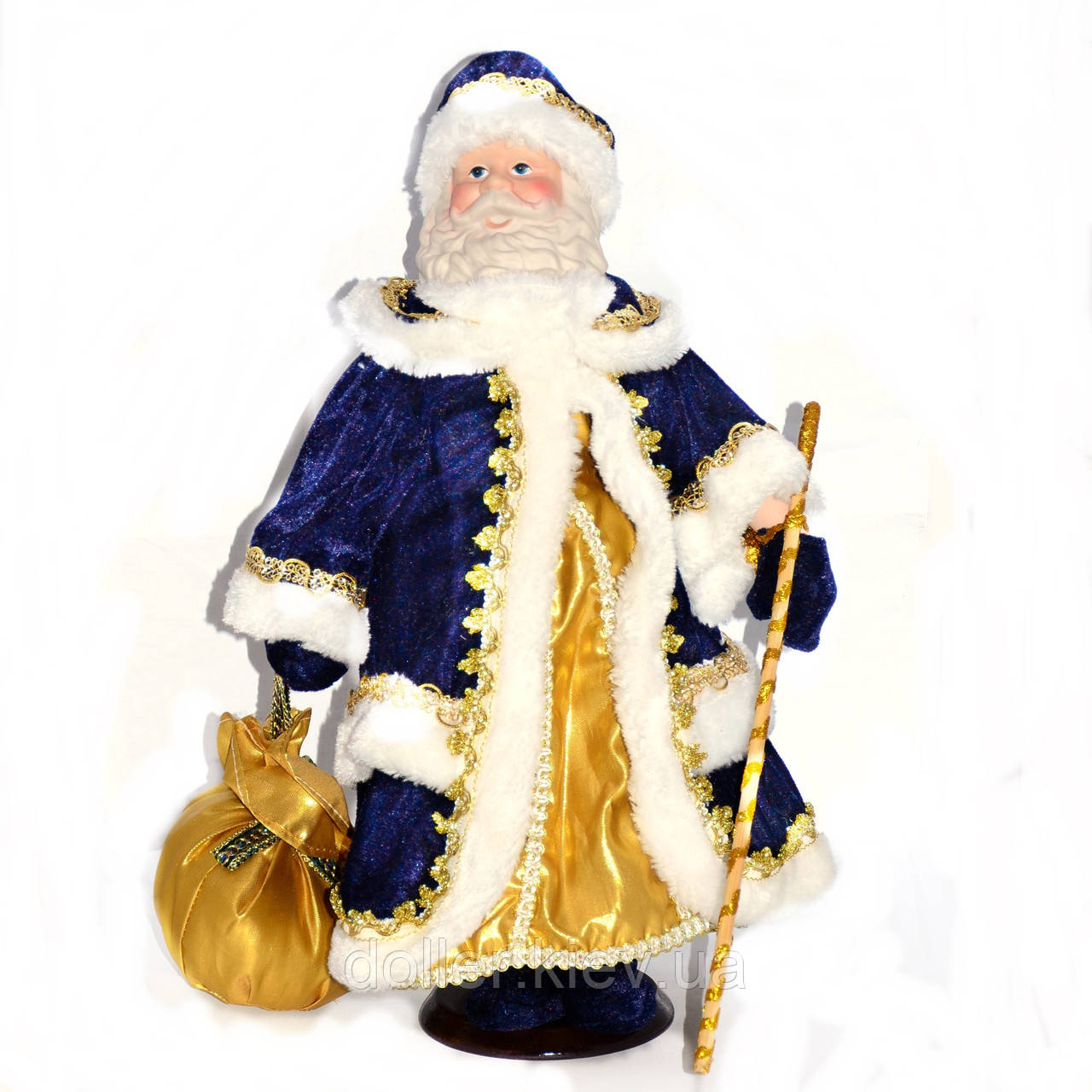Дед Мороз в тёмно-синей шубе с белым мехом (40 см.)