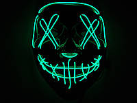 Світлодіодна неонова маска світиться судна ніч для хеллоуїна HALLOWEEN вечірки Neon LED Mask неоновим ЗЕЛЕНА