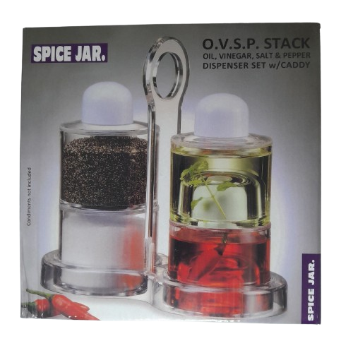 Органайзер для олії, оцту, перцю й солі, 4 в 1 з підставкою для спецівниць Dispenser Set