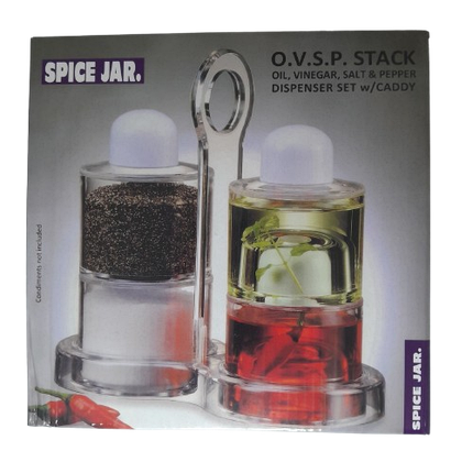 Органайзер для олії, оцту, перцю й солі, 4 в 1 з підставкою для спецівниць Dispenser Set, фото 1