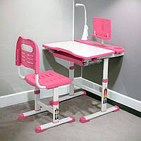 Парта шкільна дитяча + Лампа настільна Bambi M 4428-8 Рожевий