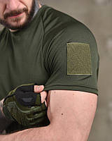 Тактическая футболка пототводящая coolmax олива с вставками мультикам Армейская футболка кулмак олива