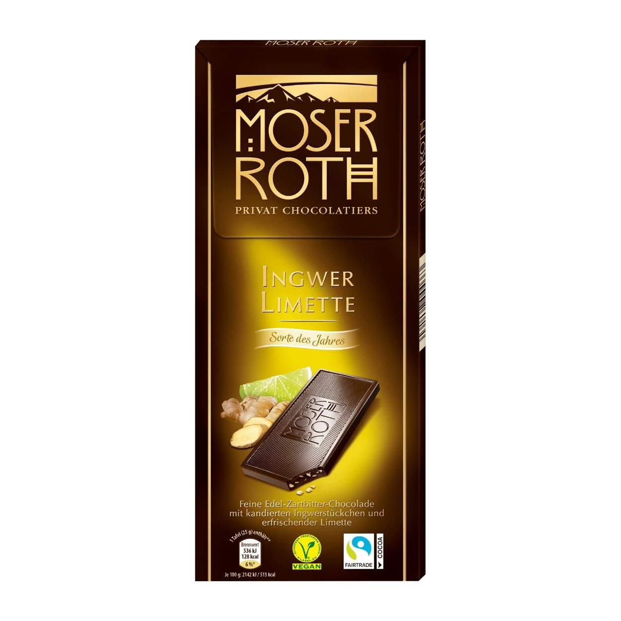 Шоколад Чорний Імбир Лайм Мозер Рот Moser Roth Ingwer Limette 125 г Німеччина