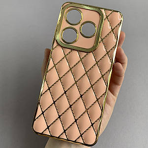 Чохол для Tecno POP 8 золотий чохол з ромбиками захистом камери на телефон техно поп 8 пудровий w0u