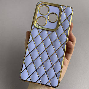 Чохол для Tecno POP 8 золотий чохол з ромбиками захистом камери на телефон техно поп 8 бузковий w0u