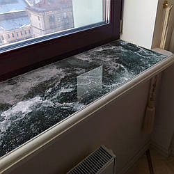 Покриття для підвіконня, м'яке скло з фотодруком текстури Глибокого океану 35х100 см ПО-tx11705