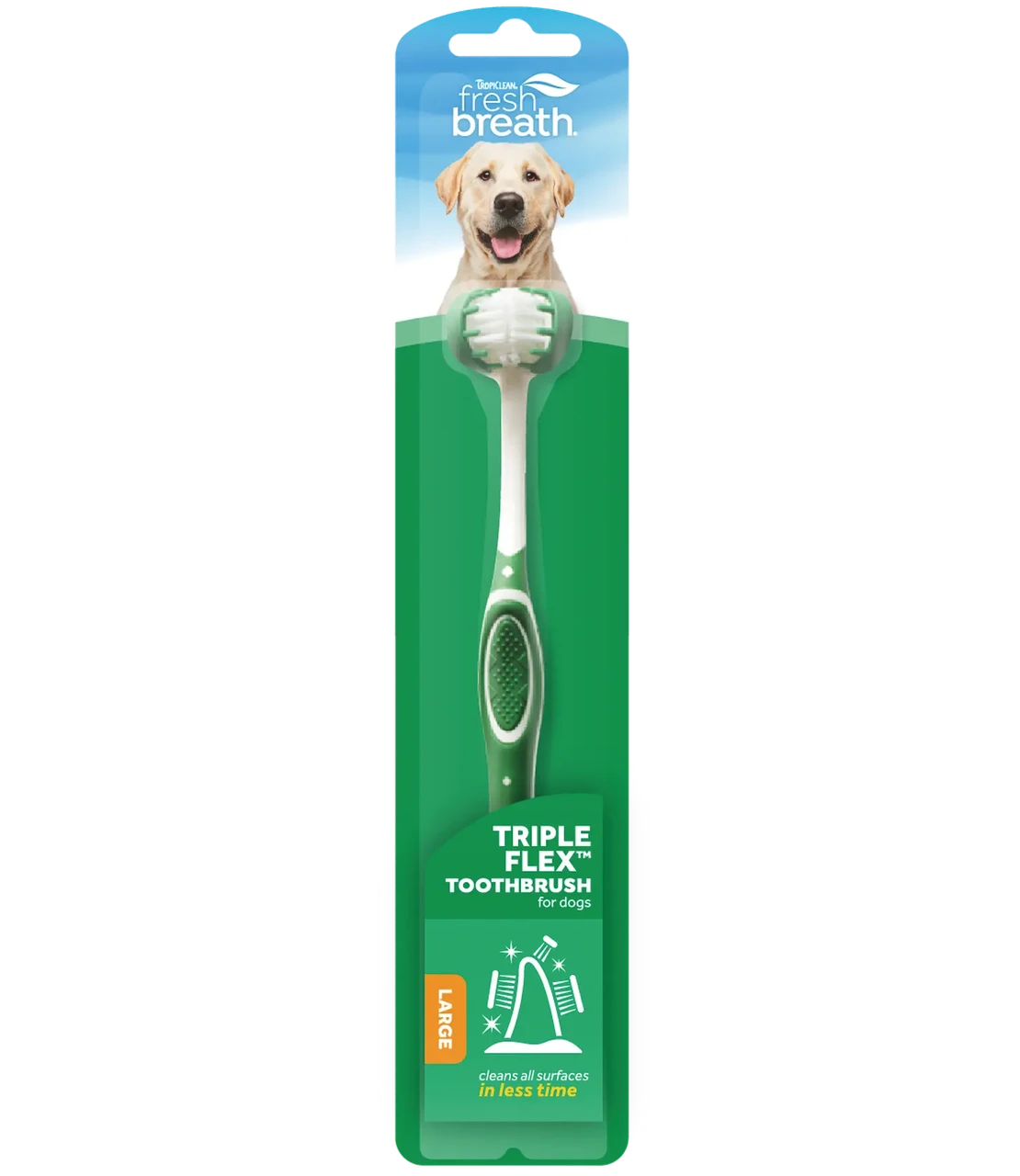 Зубная щетка для собак TropiClean TripleFlex для средних и больших пород (средняя жесткость)