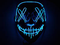 Світлодіодна неонова маска світиться судна ніч для хеллоуїна HALLOWEEN вечірки Neon LED Mask неоновим СИНЯ