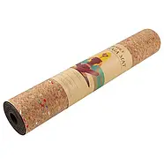 Килимок для фітнесу йоги 183 × 61 см товщина 4 мм (каучук + пробка), фото 4