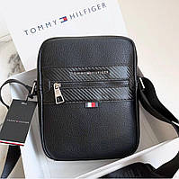 Мужская сумка через плечо Tommy Hilfiger черная брендовая барсетка с плечевым ремнем в подарочной упаковке