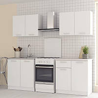 Готовый кухонный гарнитур в комплекте из 4 меблей для квартиры, бюджетная модульная кухня 1600 мм Белый