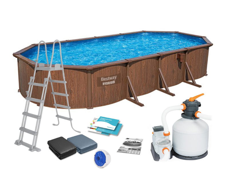 Басейн Bestway 561CW Hydrium 730 х 360 х 130 см, збірний, пісочний насос 5678 л/г, скімер, сходи, підстилка, тент, дозатор