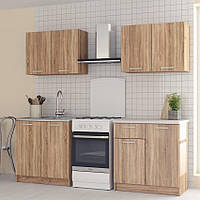 Готовый кухонный гарнитур в комплекте из 4 меблей для квартиры, бюджетная модульная кухня 1600 мм Сонома