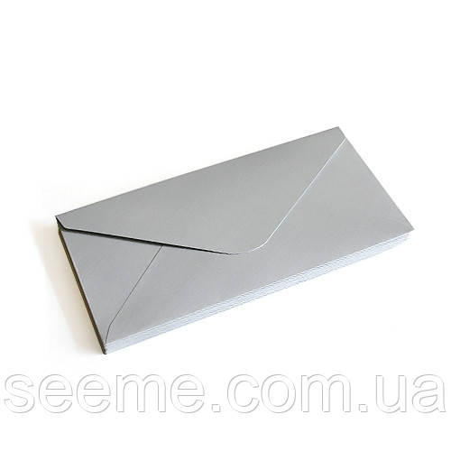 Конверт 140x90 мм, колір срібний (silver), КОМПЛЕКТ 10 шт.