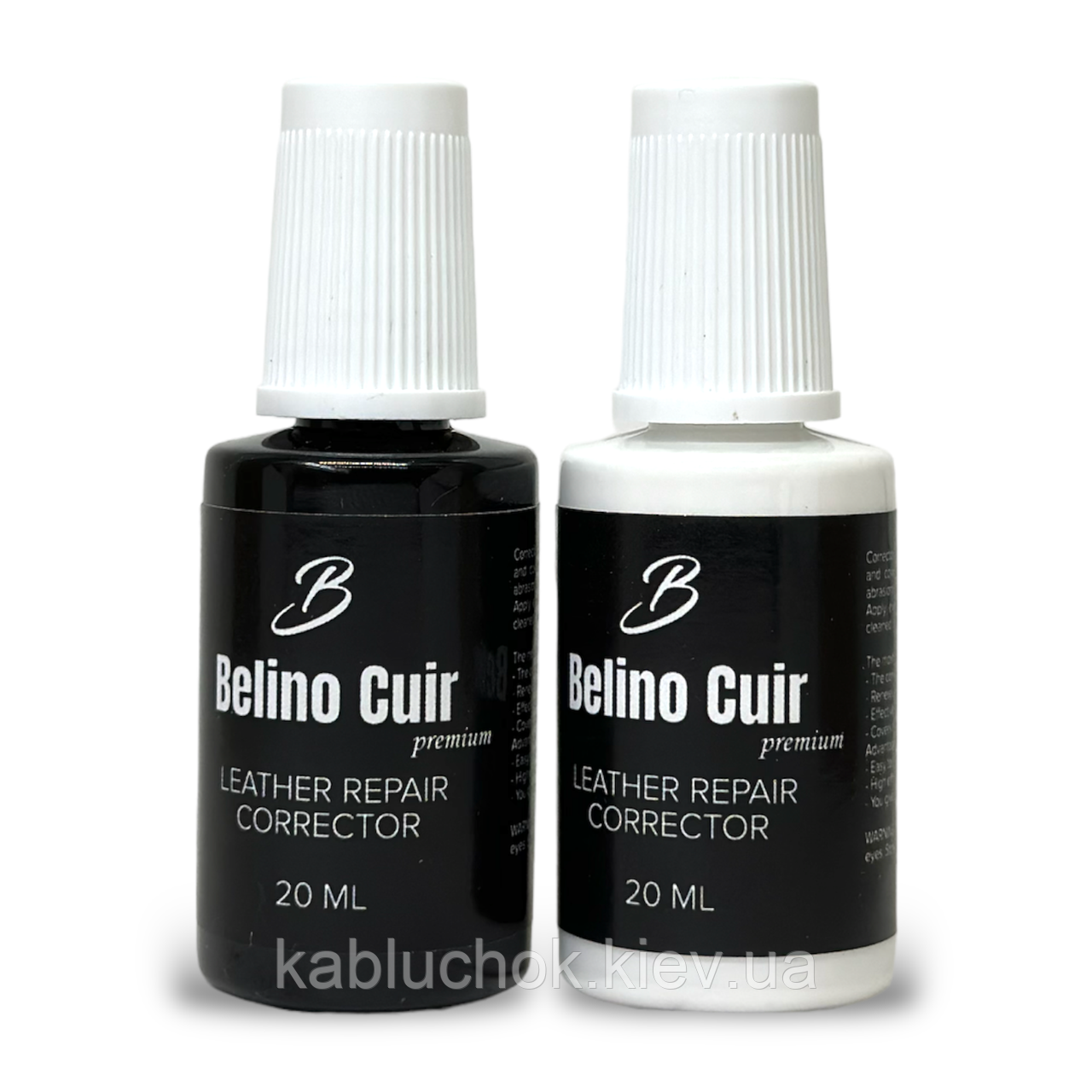 Рідка шкіра коректор Belino Cuir Premium 20 мл Реставрація шкіри та Вініла чорний/білий