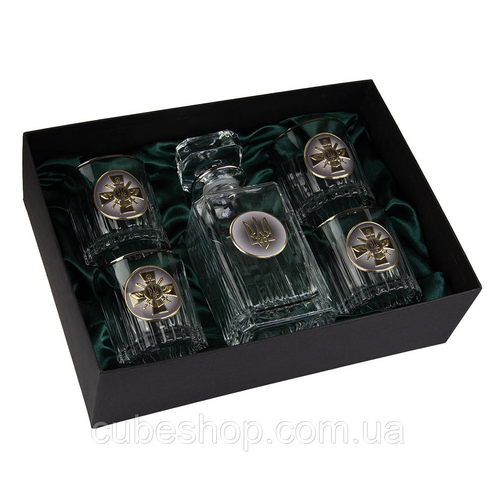 Набір для віскі "Генштаб ЗСУ" Boss Crystal (графин + 4 склянки), фото 1