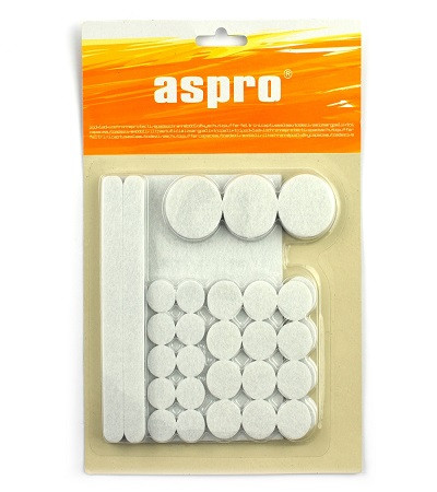 Повстяні накладки для меблів ASPRO самоклеючі (білі)., фото 1