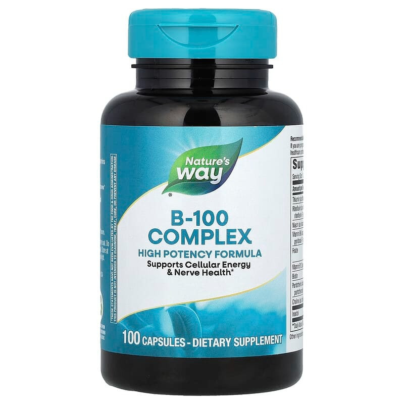 Комплекс вітамінів групи B з коензимом Nature's Way "B-100 Complex with B2 Coenzyme" (100 капсул)