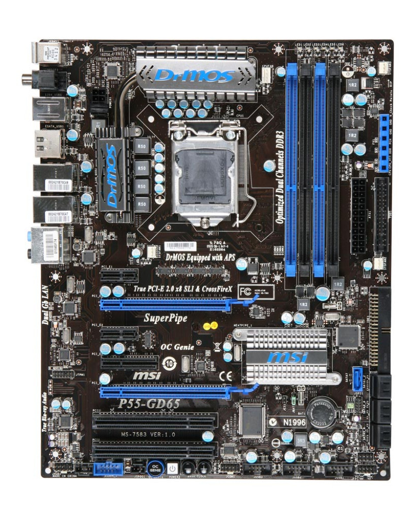 НАДІЙНА ПЛАТА LGA116 MSI MSI P55-GD65 SLI ( MS-7583 ) на P55 чіпсеті, DDR3 з Німеччини з ГАРАНТІЄЮ S 1156