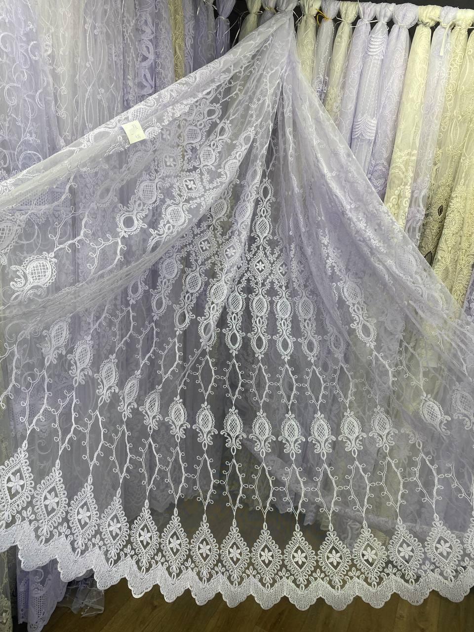 Тюль фатін вишивка 2,8 біла