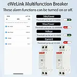 WiFi автомат, автоматичний вимикач EARU EAKCB-EWE-M 1-63A однофазний Ewelink, лічильник кВт, захист ВА, фото 4