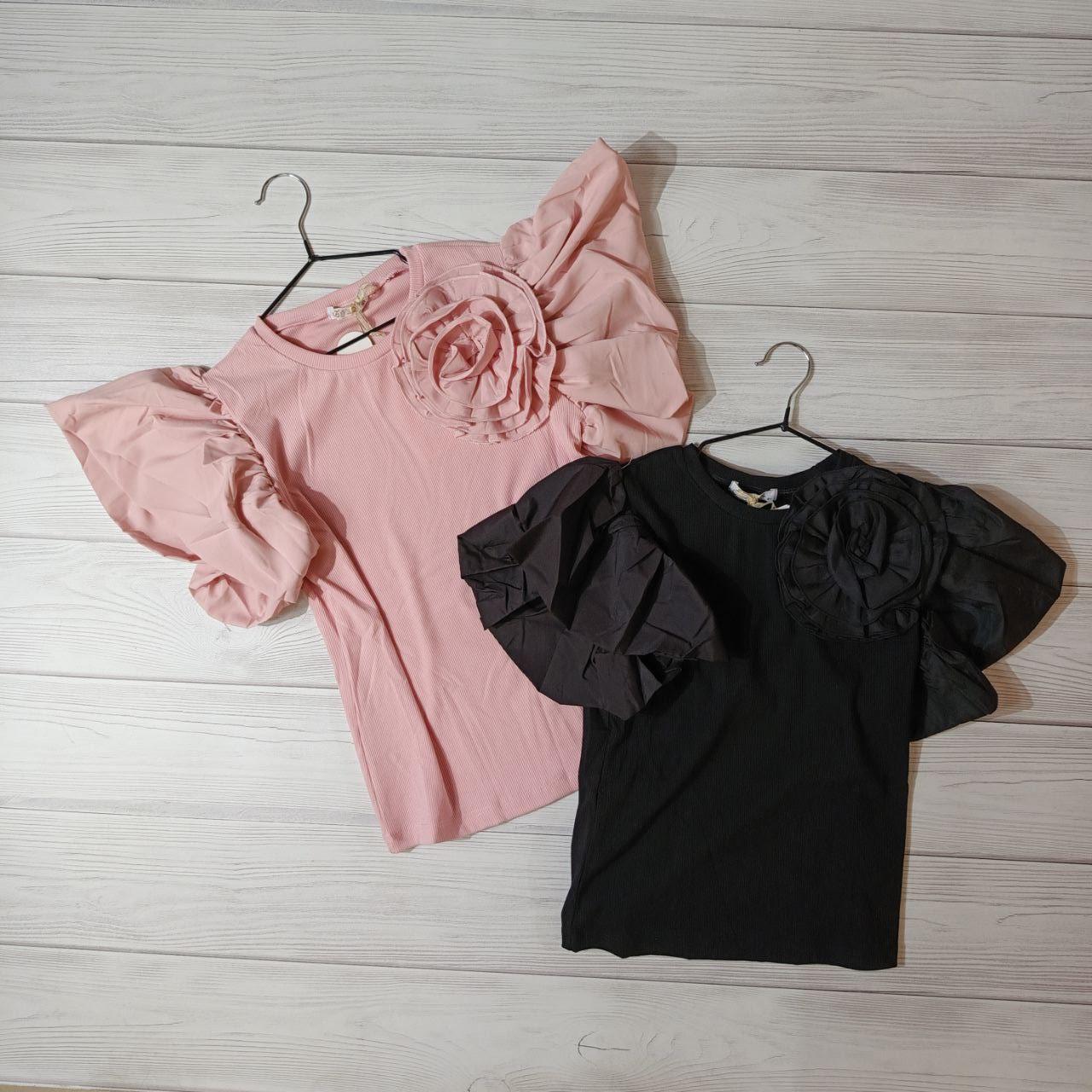 Футболка з об'ємною квіткою для дівчинки на 16 років, фото 1