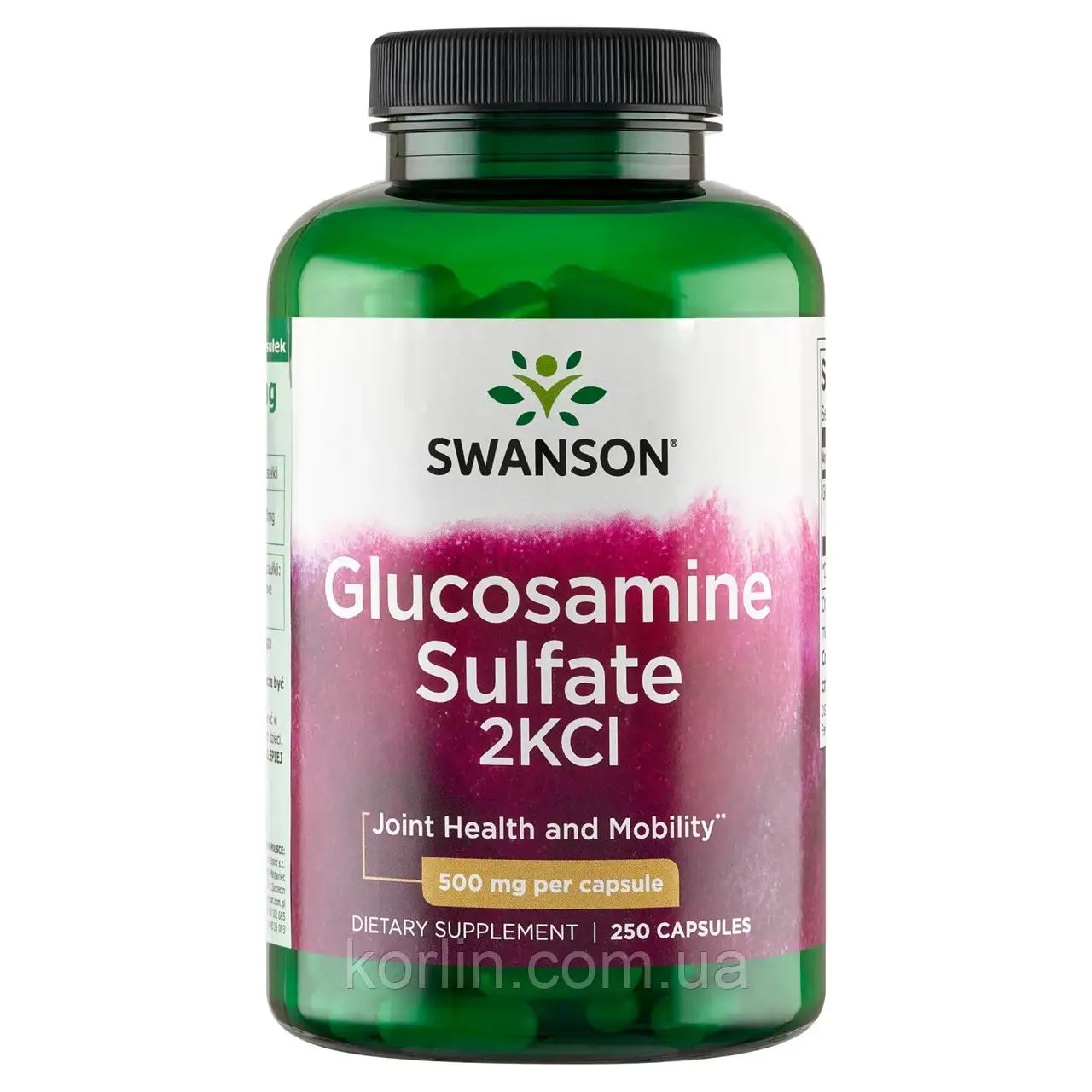 Глюкозамін 500 мг 250 кап Swanson Glucosamine Sulfate 2KCl США Доставка з ЄС