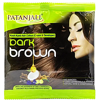 Крем-краска для волос и проявитель Patanjali Kesh Kanti Темно-коричневый на основе хны, 40 г