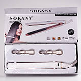 Праска для волосся керамічна до 230 градусів, стайлер для вирівнювання волосся з дисплеєм Sokany CL-8288 Білий, фото 6