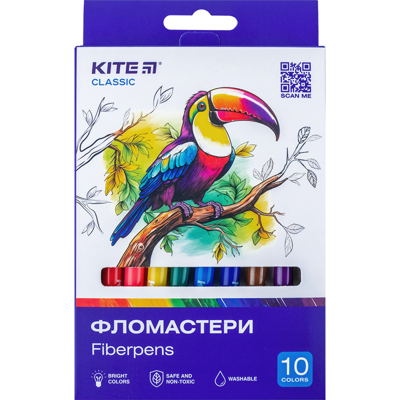 Фломастери Kite Classic 10 шт 10 кольорів K-455, фото 1
