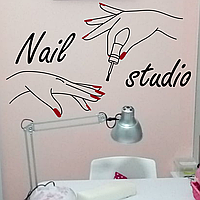 Виниловая наклейка Nail studio Набор S (руки маникюр декор в салон красоты) Happy Pocket Черный матовый