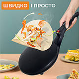 Сковорода для млинців електрична з антипригарним покриттям діаметр 20 см Sokany 650 Вт, фото 9