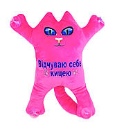 М'яка іграшка Котик 30см на присосках Відчуваю собе кицею МАЛИНОВИЙ, ТМ Dreamtoys