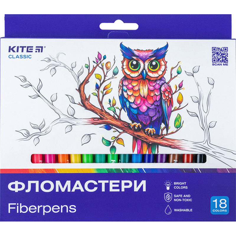 Фломастери Kite Classic 18 шт 18 кольорів K-448