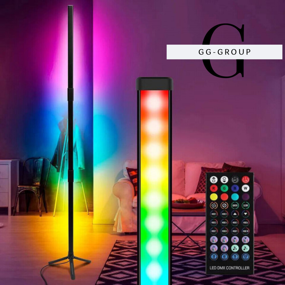 Кутова лампа підлогова торшер RGB з пультом управління. 100 см безкаркасна, фото 1