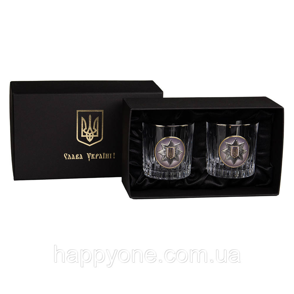 Набір 2-х склянок Boss Crystal "Нацполіція України" (золото, срібло), фото 1