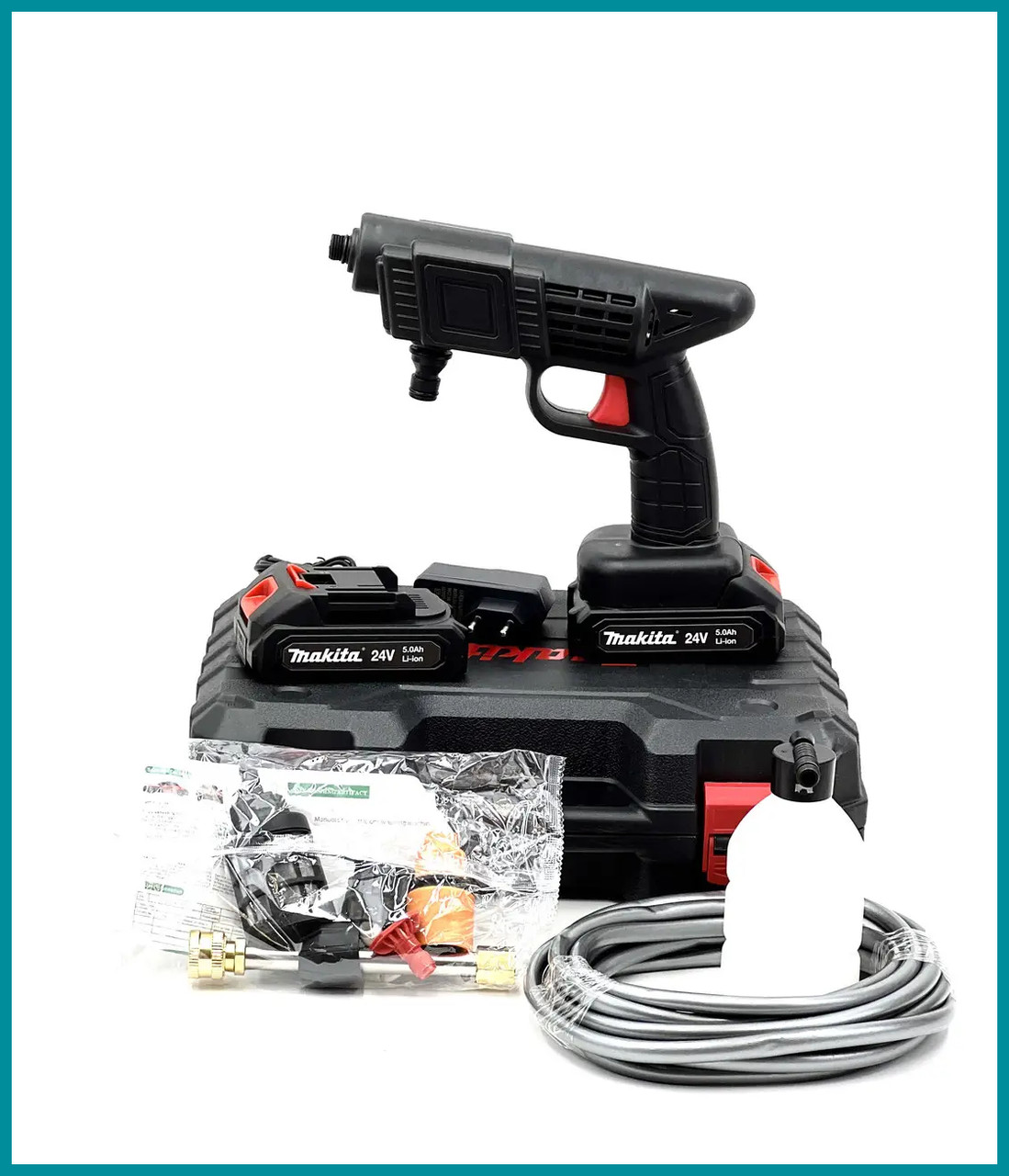 Акумуляторна мийка Makita DHW040ZK 24 V 5 Ah 26 барів Бездротова мийка з 2 АКБ, мінімийка для авто bs