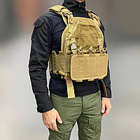 Плитоноска с подсумками, быстрый сброс, Койот, Yakeda, MOLLE, Cordura 1000D, plate carrier molle placardMSH