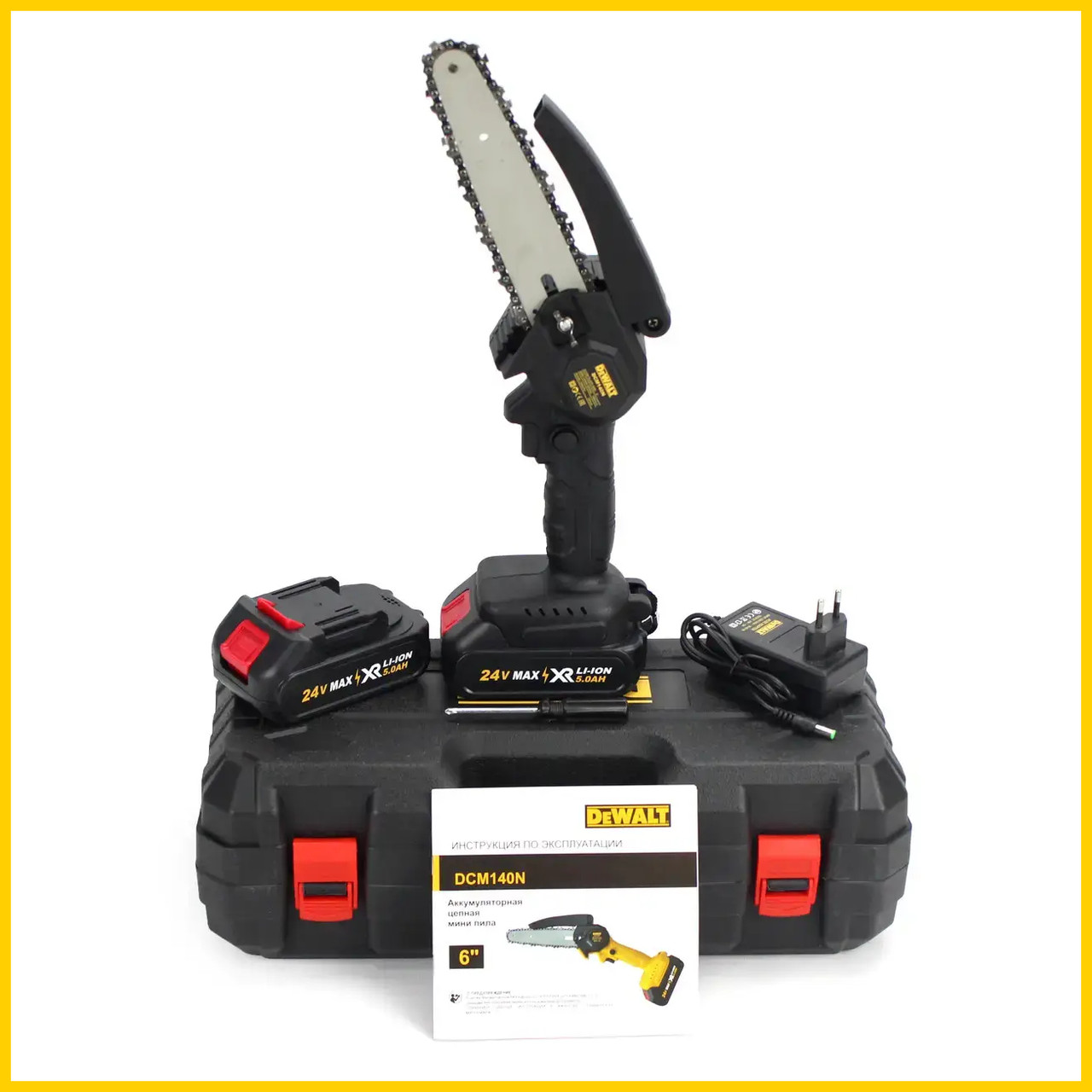 Пила акумуляторна DeWalt DCM140N (24 V, 5 AH, шина 15 см) мініпила з двома акумуляторами в кейсі Девольт bs