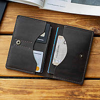 Мужское кожаное черное портмоне Сlark для документов из натуральной телячьей кожи с фиксацией на кнопке