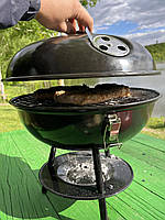 Складной гриль барбекю портативный с крышкой,Уличный мобильный переносной гриль на углях для пикника