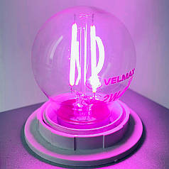 LED лампа Velmax V-FILAMENT-G45 2W E27 фіолетова 21-41-36