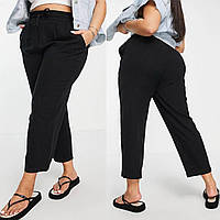 Женские черные штаны из льна большого размера