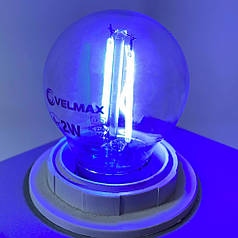 LED лампа Velmax V-FILAMENT-G45 2W E27 синя 21-41-34