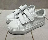 Білі шкіряні дитячі кеди Apawwa  з перфарацією  20-23, фото 5