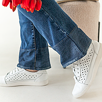 Літні жіночі кеди шкіряні бірюзового та білого кольорів “Style Shoes”, фото 6