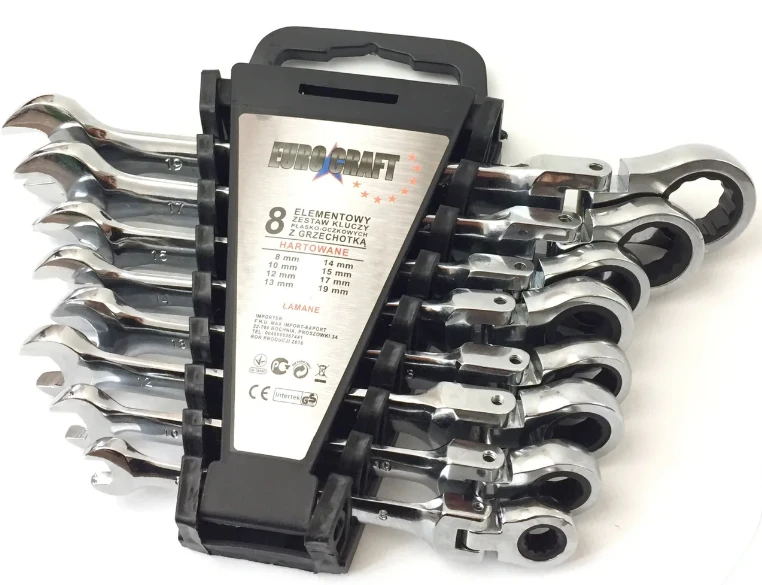 Набір ключів ріжково-накидних з тріскачкою Euro Craft 8 шт. 8-19 мм, фото 1