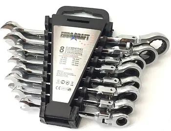 Набір ключів ріжково-накидних з тріскачкою Euro Craft 8 шт. 8-19 мм